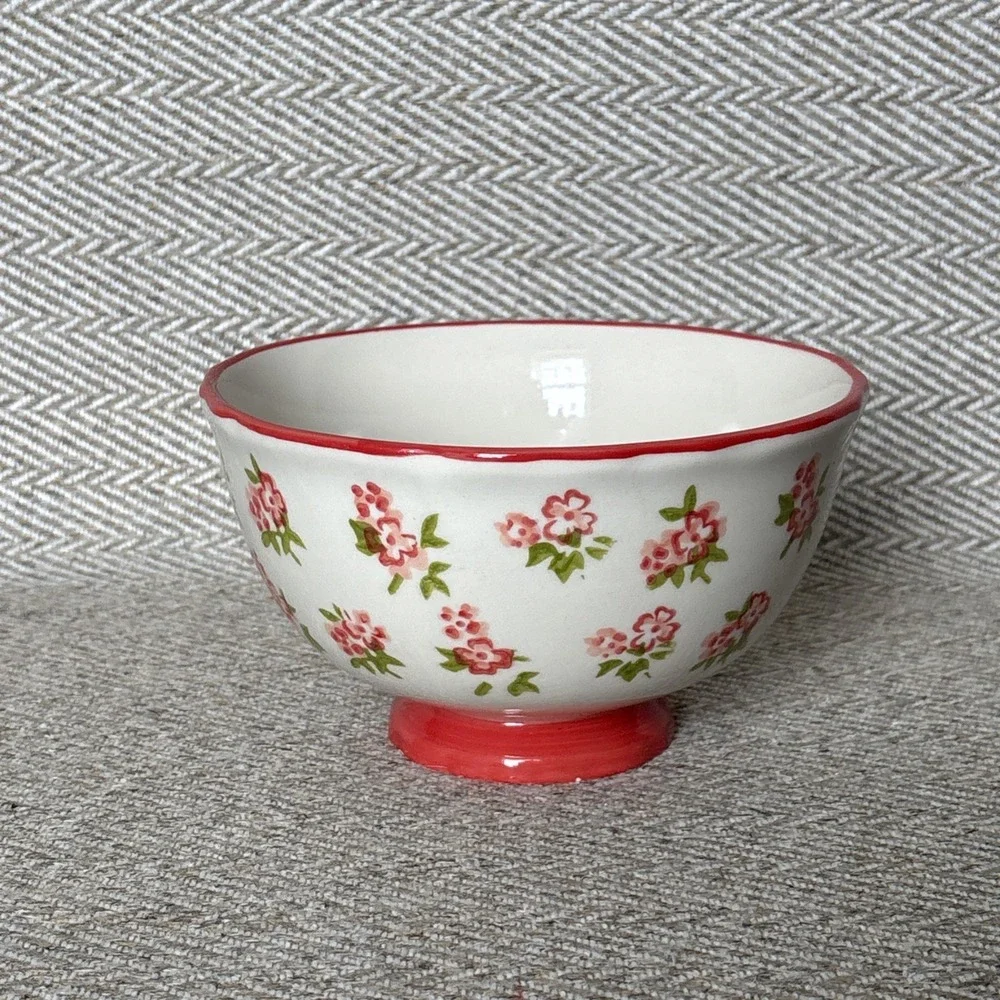 Pioneer Women Timeless Floral Red Footed Pedestal Bowl 6